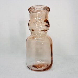 Brookfield Dairy Pink Glass 1/2 Pint Baby Face Top Milk Cream 5.5" Tall Bottle